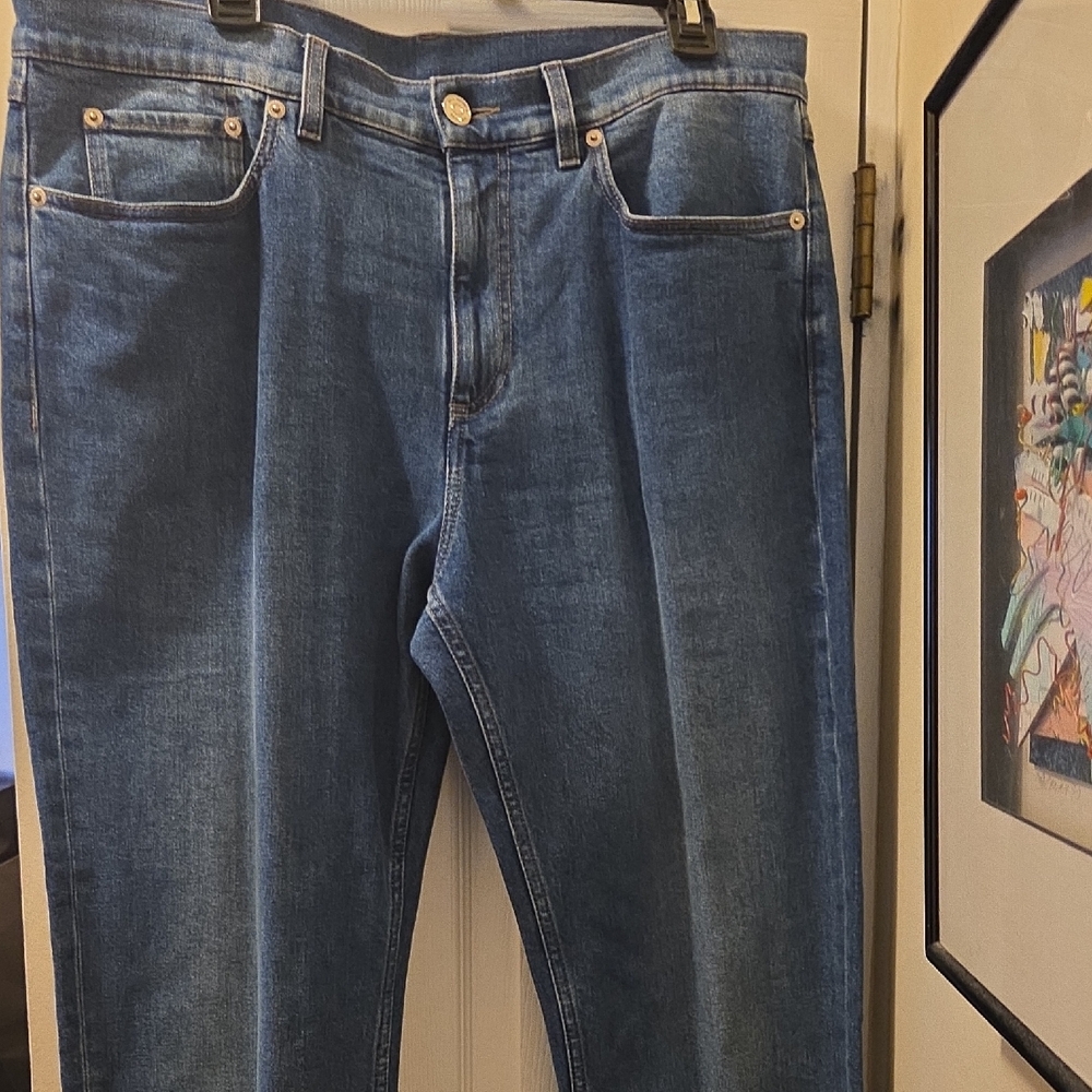 Burberry Men’s Slim Straight Jeans in Medium Blue Denim